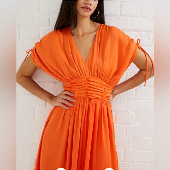 French Connection Audrey satin maxi dress orange 6 new with tags - Picture 3 of 7